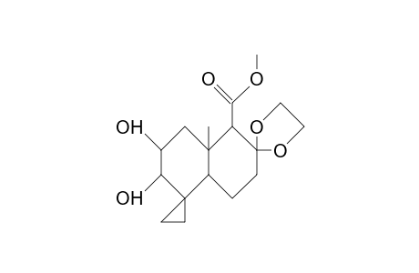 2b-Carbomethoxy-1b-methyl-7,7-dimethylene-3,3-(ethylene-1,2-dioxy)-bicyclo(4.4.0)decane-7b,8b-diol