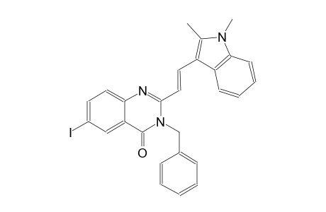 3-benzyl-2-[(E)-2-(1,2-dimethyl-1H-indol-3-yl)ethenyl]-6-iodo-4(3H)-quinazolinone