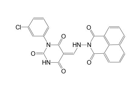 (5Z)-1-(3-chlorophenyl)-5-{[(1,3-dioxo-1H-benzo[de]isoquinolin-2(3H)-yl)amino]methylene}-2,4,6(1H,3H,5H)-pyrimidinetrione