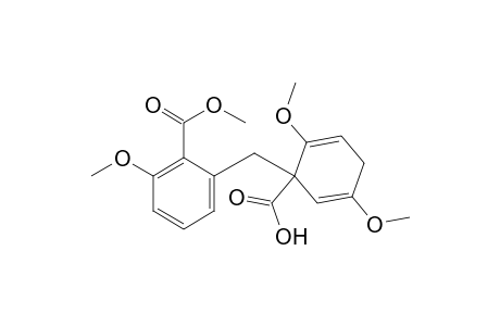 1-(2-carbomethoxy-3-methoxy-benzyl)-2,5-dimethoxy-cyclohexa-2,5-diene-1-carboxylic acid