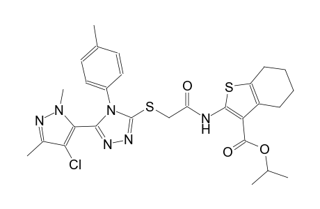 isopropyl 2-[({[5-(4-chloro-1,3-dimethyl-1H-pyrazol-5-yl)-4-(4-methylphenyl)-4H-1,2,4-triazol-3-yl]sulfanyl}acetyl)amino]-4,5,6,7-tetrahydro-1-benzothiophene-3-carboxylate