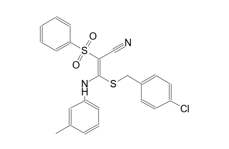 2-propenenitrile, 3-[[(4-chlorophenyl)methyl]thio]-3-[(3-methylphenyl)amino]-2-(phenylsulfonyl)-, (2E)-