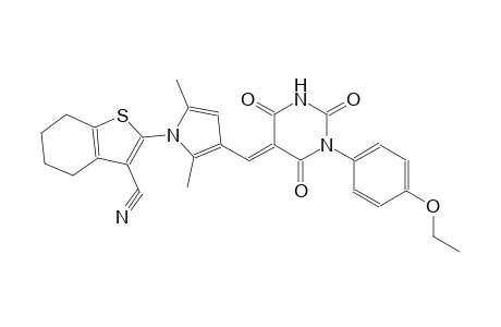 2-{3-[(E)-(1-(4-ethoxyphenyl)-2,4,6-trioxotetrahydro-5(2H)-pyrimidinylidene)methyl]-2,5-dimethyl-1H-pyrrol-1-yl}-4,5,6,7-tetrahydro-1-benzothiophene-3-carbonitrile