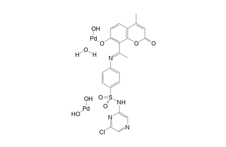 ({8-[(1E)-1-({4-[(6-chloropyrazin-2-yl)sulfamoyl]phenyl}imino)ethyl]-4-methyl-2-oxo-2H-chromen-7-yl}oxy)palladiumol palladiumdiol hydrate