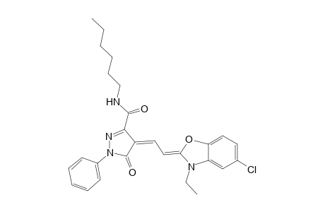 1H-pyrazole-3-carboxamide, 4-[2-(5-chloro-3-ethyl-2(3H)-benzoxazolylidene)ethylidene]-N-hexyl-4,5-dihydro-5-oxo-1-phenyl-