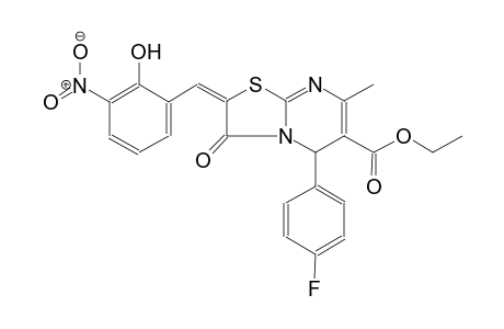ethyl (2E)-5-(4-fluorophenyl)-2-(2-hydroxy-3-nitrobenzylidene)-7-methyl-3-oxo-2,3-dihydro-5H-[1,3]thiazolo[3,2-a]pyrimidine-6-carboxylate