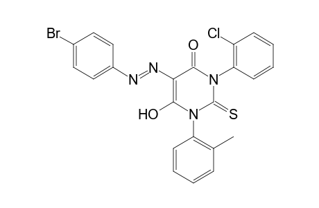 5-[(p-bromophenyl)azo]-3-(o-chlorophenyl)-2-thio-1-o-tolylbarbituric acid