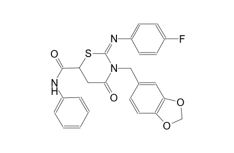 2H-1,3-thiazine-6-carboxamide, 3-(1,3-benzodioxol-5-ylmethyl)-2-[(4-fluorophenyl)imino]tetrahydro-4-oxo-N-phenyl-, (2E)-