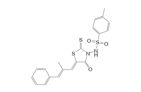 4-methyl-N-{(5Z)-5-[(2E)-2-methyl-3-phenyl-2-propenylidene]-4-oxo-2-thioxo-1,3-thiazolidin-3-yl}benzenesulfonamide