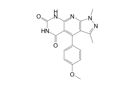 4-[4-Methoxyphenyl]-1,3-dimethyl-1H-pyrazolo[4',3':5,6]pyrido[2,3-d]pyrimidine-5,7(6H,8H)-dione