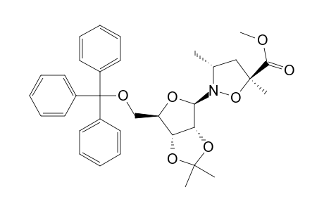 5-Isoxazolidinecarboxylic acid, 3,5-dimethyl-2-[2,3-O-(1-methylethylidene)-5-O-(triphenylmethyl)-.beta.-D-ribofuranosyl]-, methyl ester, trans-
