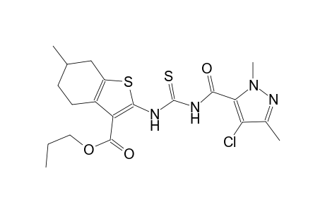 propyl 2-[({[(4-chloro-1,3-dimethyl-1H-pyrazol-5-yl)carbonyl]amino}carbothioyl)amino]-6-methyl-4,5,6,7-tetrahydro-1-benzothiophene-3-carboxylate