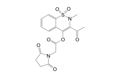 1-pyrrolidineacetic acid, 2,5-dioxo-, 3-acetyl-2-methyl-1,1-dioxido-2H-1,2-benzothiazin-4-yl ester