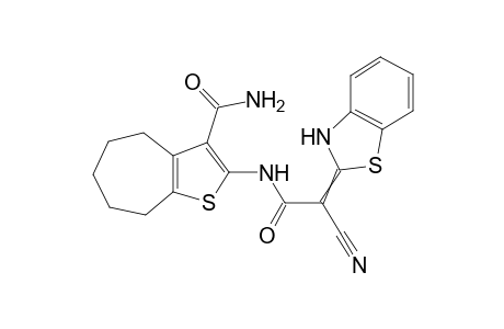 2-(2-(benzo[d]thiazol-2(3H)-ylidene)-2-cyanoacetamido)-5,6,7,8-tetrahydro-4H-cyclohepta[b]thiophene-3-carboxamide