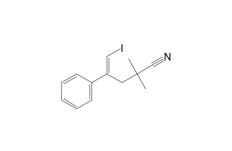 (E)-5-iodo-2,2-dimethyl-4-phenylpent-4-enenitrile