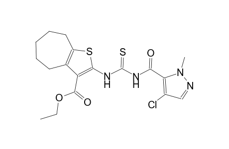 ethyl 2-[({[(4-chloro-1-methyl-1H-pyrazol-5-yl)carbonyl]amino}carbothioyl)amino]-5,6,7,8-tetrahydro-4H-cyclohepta[b]thiophene-3-carboxylate
