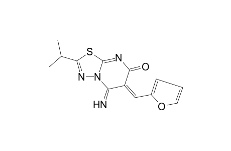 (6Z)-5-azanylidene-6-(furan-2-ylmethylidene)-2-propan-2-yl-[1,3,4]thiadiazolo[3,2-a]pyrimidin-7-one