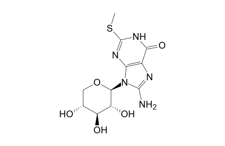 8-Amino-9-.beta.-D-xylopyranosyl-2-(methylthio)purin-6-(1H)-one