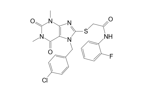 2-[7-[(4-chlorophenyl)methyl]-1,3-dimethyl-2,6-bis(oxidanylidene)purin-8-yl]sulfanyl-N-(2-fluorophenyl)ethanamide