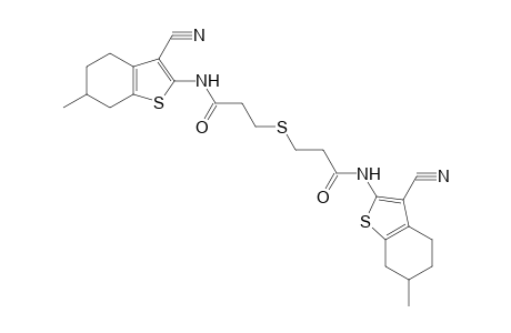 N-(3-cyano-6-methyl-4,5,6,7-tetrahydro-1-benzothiophen-2-yl)-3-[3-[(3-cyano-6-methyl-4,5,6,7-tetrahydro-1-benzothiophen-2-yl)amino]-3-oxidanylidene-propyl]sulfanyl-propanamide