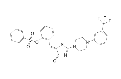 2-[(Z)-(4-oxo-2-{4-[3-(trifluoromethyl)phenyl]-1-piperazinyl}-1,3-thiazol-5(4H)-ylidene)methyl]phenyl benzenesulfonate