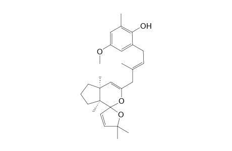 [1alpha,3(E)4abeta,7abeta]-(+)-4-methoxy-2-methyl-6-[3-methyl-4-(5,6,7,7a-tetrahydro-4a,5',5',7a-tetramethylspiro[cyclopenta[c]pyran-1(4aH),2'(5'H)-furan]-3-yl)-2-butenyl]phenol (cystoketal)