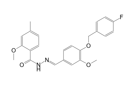 N'-((E)-{4-[(4-fluorobenzyl)oxy]-3-methoxyphenyl}methylidene)-2-methoxy-4-methylbenzohydrazide