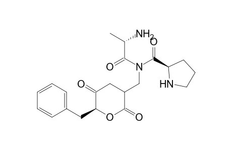 Alanine, N-[N-[1-(2-hydroxy-1-oxo-3-phenylpropyl)-D-prolyl]-L-alanyl]-2-methyl-, .kappa.-lactone, (S)-