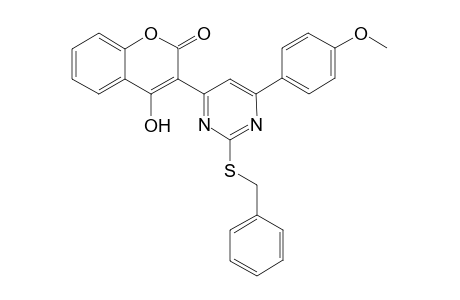 2-s-Benzyl-6-(4-methoxyphenyl)-4-[2H-4-hydroxy-2-oxo[1]benzopyran-3-yl]pyrimidine