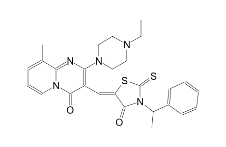 2-(4-ethyl-1-piperazinyl)-9-methyl-3-{(Z)-[4-oxo-3-(1-phenylethyl)-2-thioxo-1,3-thiazolidin-5-ylidene]methyl}-4H-pyrido[1,2-a]pyrimidin-4-one
