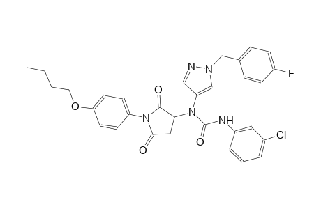 N-[1-(4-butoxyphenyl)-2,5-dioxo-3-pyrrolidinyl]-N'-(3-chlorophenyl)-N-[1-(4-fluorobenzyl)-1H-pyrazol-4-yl]urea