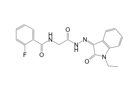 N-{2-[(2Z)-2-(1-ethyl-2-oxo-1,2-dihydro-3H-indol-3-ylidene)hydrazino]-2-oxoethyl}-2-fluorobenzamide