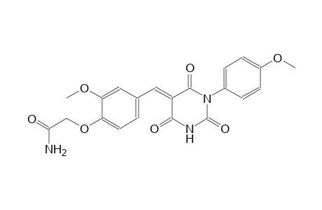 2-{2-methoxy-4-[(E)-(1-(4-methoxyphenyl)-2,4,6-trioxotetrahydro-5(2H)-pyrimidinylidene)methyl]phenoxy}acetamide