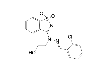 benzaldehyde, 2-chloro-, (1,1-dioxido-1,2-benzisothiazol-3-yl)(2-hydroxyethyl)hydrazone