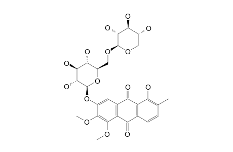 1-HYDROXY-5,6-DIMETHOXY-2-METHYL-7-PRIMEVEREOSYLOXYANTHRAQUINONE