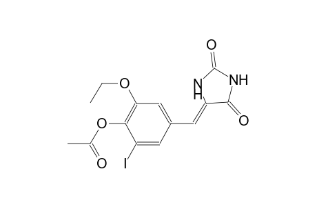 4-[(Z)-(2,5-dioxo-4-imidazolidinylidene)methyl]-2-ethoxy-6-iodophenyl acetate