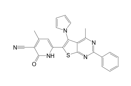 6-(3-Cyano-1,2-dihydro-4-methyl-2-oxopyridin-6-yl)-5-(1-pyrrolyl)-4-methyl-2-phenylthieno[2,3-d]pyrimidine