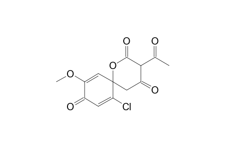 (+-)-3-Acetyl-7-chloro-10-methoxy-1-oxaspiro[5.5]-7,10-undecadiene-2,4,9-trione