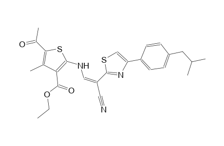 ethyl 5-acetyl-2-({(Z)-2-cyano-2-[4-(4-isobutylphenyl)-1,3-thiazol-2-yl]ethenyl}amino)-4-methyl-3-thiophenecarboxylate