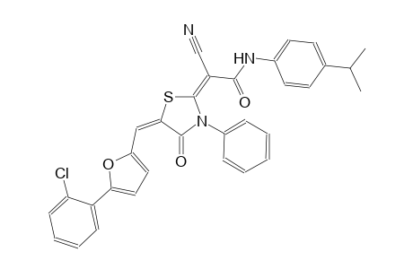 (2E)-2-((5E)-5-{[5-(2-chlorophenyl)-2-furyl]methylene}-4-oxo-3-phenyl-1,3-thiazolidin-2-ylidene)-2-cyano-N-(4-isopropylphenyl)ethanamide