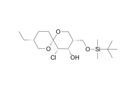 (3R(*),4S(*),5S(*),6R(*),9R(*))-3-[(t-Butyldimethyl)siloxy]methyl-5-chloro-9-ethyl-1,7-dioxaspiro-[5.5]undecan-4-ol