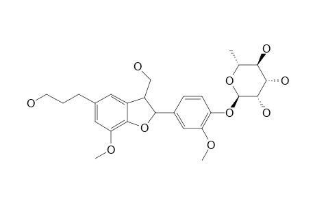 2,3-DIHYDRO-2-(4'-ALPHA-L-RHAMNOPYRANOSYL-3-METHOXY-PHENYL)-3-HYDROXYMETHYL-7-METHOXY-5-BENZOFURANPROPANOL