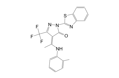 (4Z)-2-(1,3-benzothiazol-2-yl)-4-[1-(2-toluidino)ethylidene]-5-(trifluoromethyl)-2,4-dihydro-3H-pyrazol-3-one