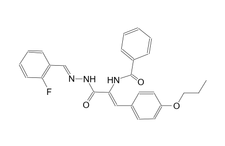 2-propenoic acid, 2-(benzoylamino)-3-(4-propoxyphenyl)-, 2-[(E)-(2-fluorophenyl)methylidene]hydrazide, (2Z)-