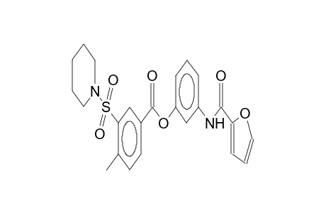 benzoic acid, 4-methyl-3-(1-piperidinylsulfonyl)-, 3-[(2-furanylcarbonyl)amino]phenyl ester