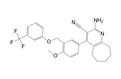 2-amino-4-(4-methoxy-3-{[3-(trifluoromethyl)phenoxy]methyl}phenyl)-6,7,8,9-tetrahydro-5H-cyclohepta[b]pyridine-3-carbonitrile