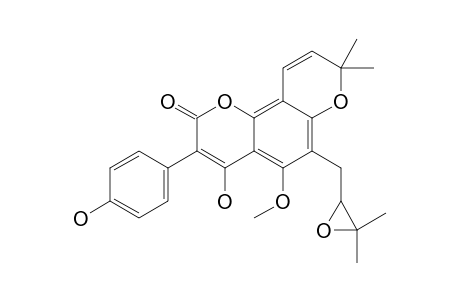 4-HYDROXY-3-(4'-HYDROXYPHENYL)-5-METHOXY-6-(8',9'-EPOXY-9'-METHYLBUTYL)-2'',2''-DIMETHYLPYRANO-(5''.6'':8.7)-COUMARIN