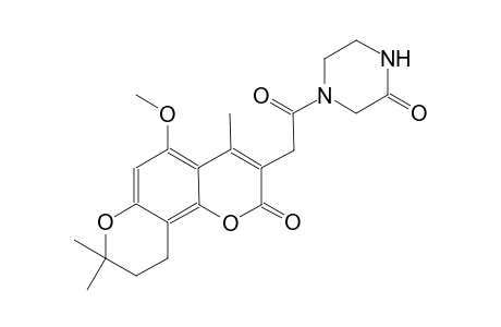 4-(2-(5-methoxy-4,8,8-trimethyl-2-oxo-2,8,9,10-tetrahydropyrano[2,3-f]chromen-3-yl)acetyl)piperazin-2-one