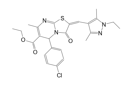 ethyl (2E)-5-(4-chlorophenyl)-2-[(1-ethyl-3,5-dimethyl-1H-pyrazol-4-yl)methylene]-7-methyl-3-oxo-2,3-dihydro-5H-[1,3]thiazolo[3,2-a]pyrimidine-6-carboxylate