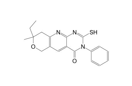 8-ethyl-8-methyl-3-phenyl-2-sulfanyl-3,6,8,9-tetrahydro-4H-pyrano[3',4':5,6]pyrido[2,3-d]pyrimidin-4-one